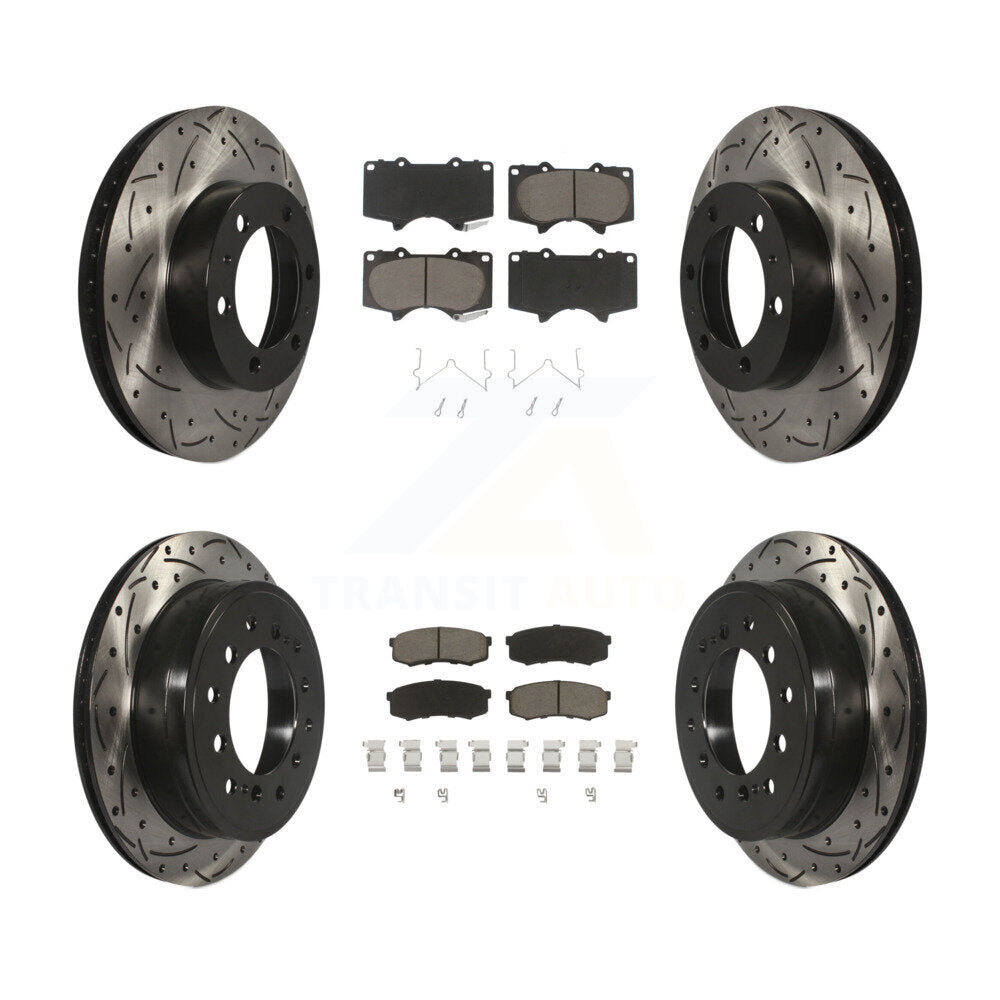Kit de plaquettes en céramique pour rotors de frein à fente avant et arrière, pour Toyota FJ Cruise 10-14