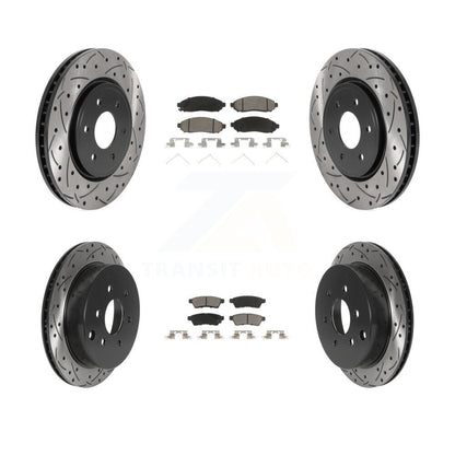 Rotor de frein à fente percée avant et arrière et Kit de plaquettes en céramique pour Nissan Frontier Xterr