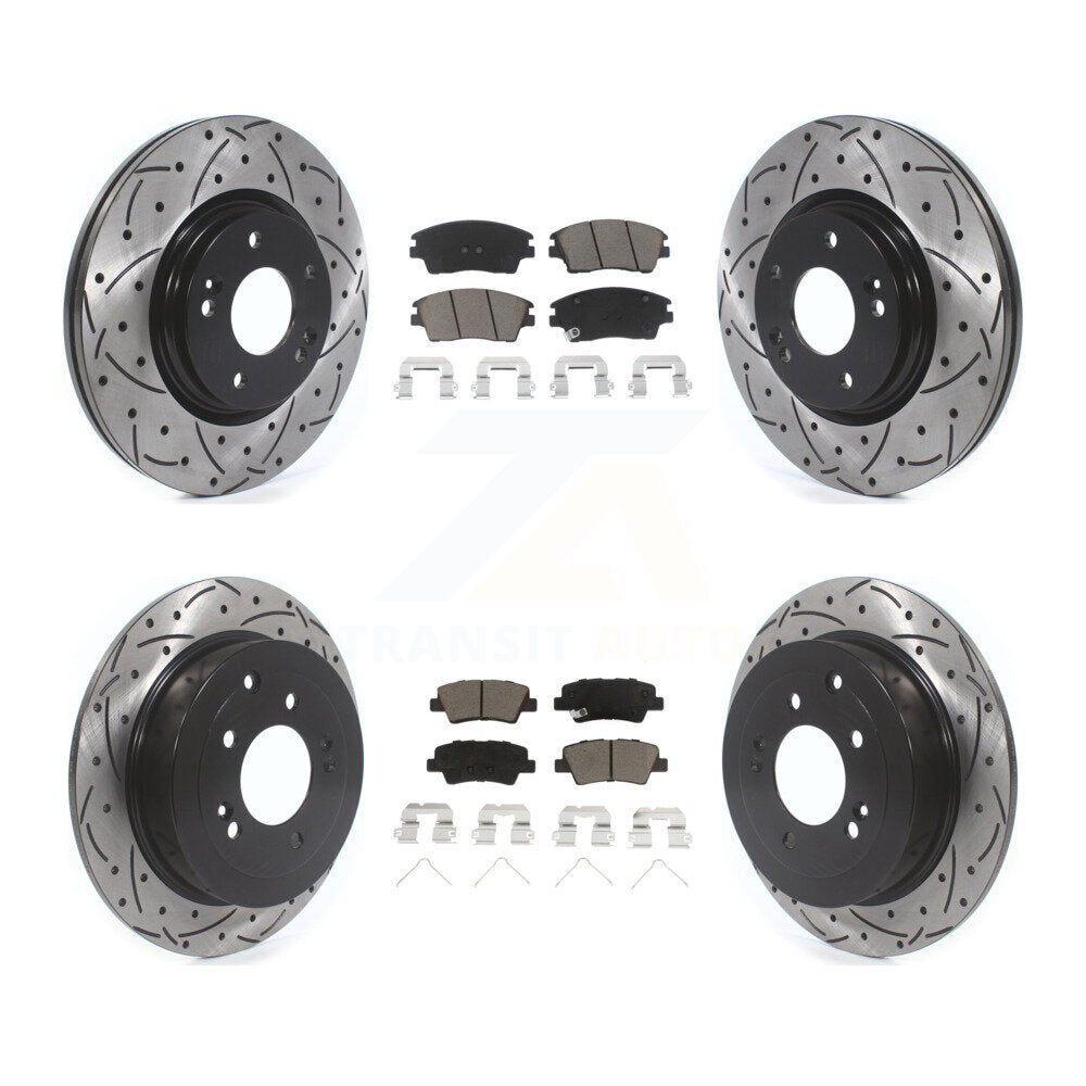 Kit de plaquettes de frein en céramique, Rotors de frein à disque à fente avant et arrière pour Hyundai Tucson Ki