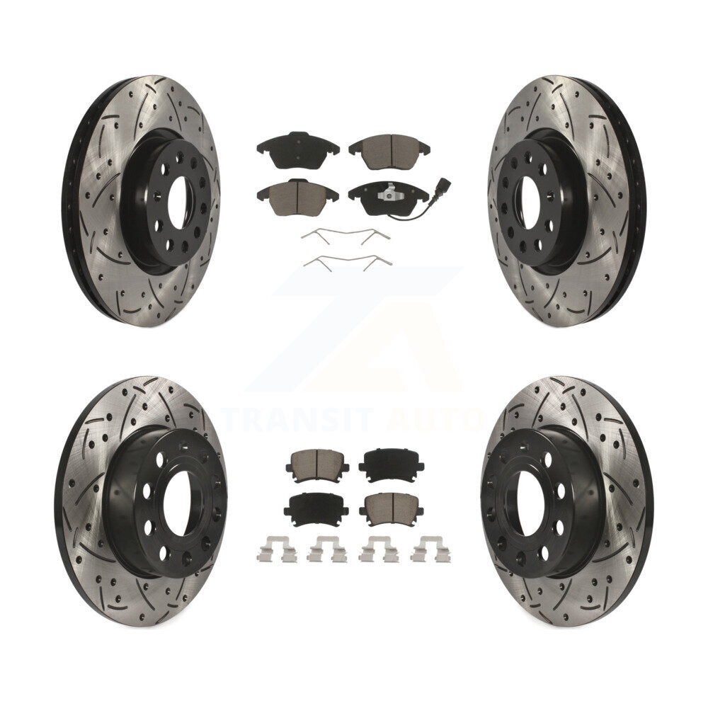 Kit de plaquettes de frein en céramique, fente de perçage avant et arrière, Rotors, pour Volkswagen Rabbit Audi A