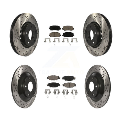 Rotor de frein à disque à fente percée avant et arrière et Kit de plaquettes en céramique pour Mazda CX-