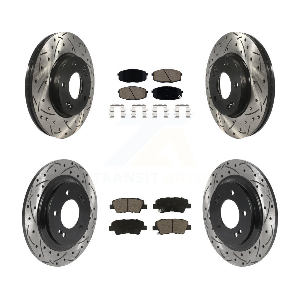 Kit de plaquettes en céramique pour Rotor de frein, fente de perçage avant et arrière, pour Kia Forte5 Hyundai Elantr