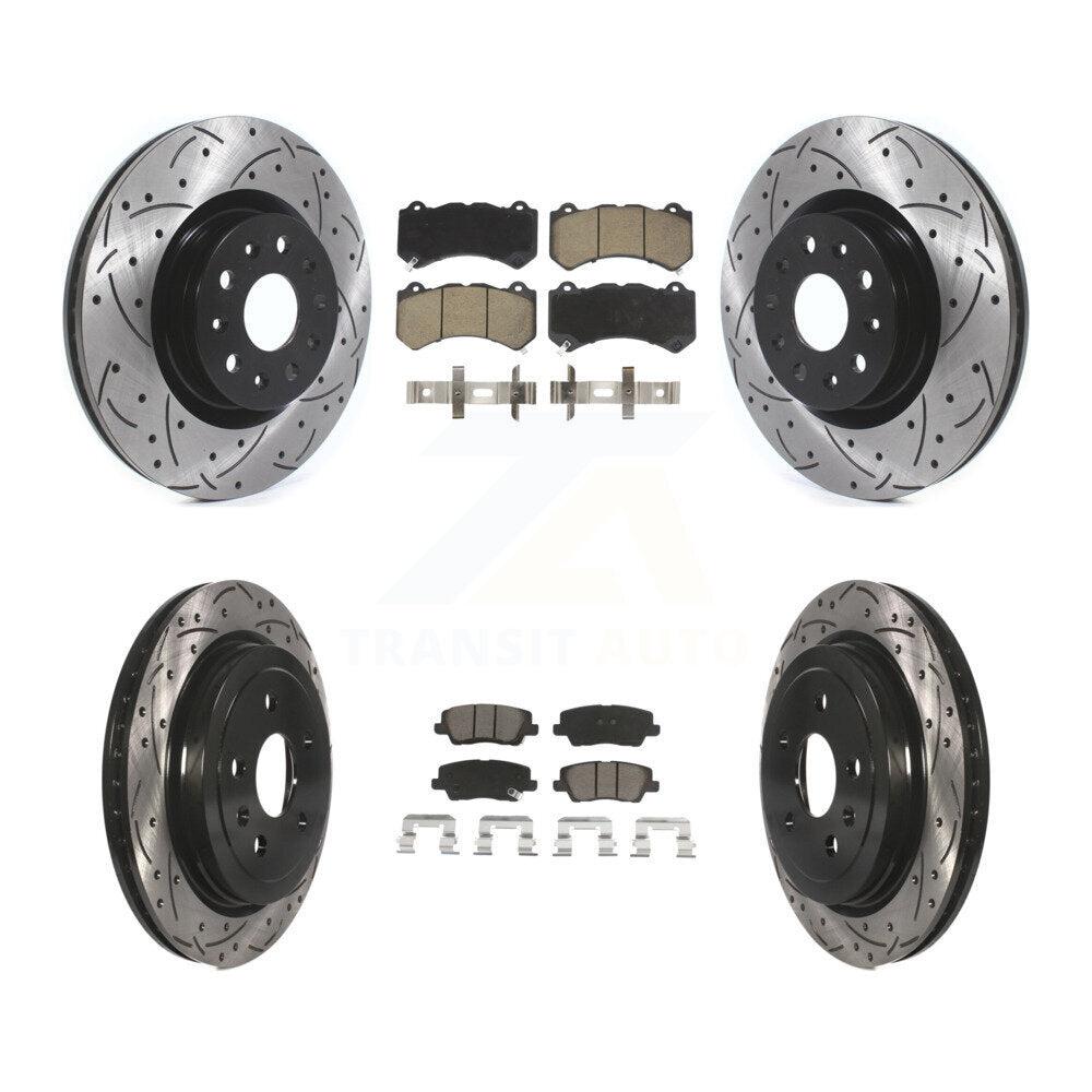 Kit de plaquettes en céramique pour Rotor de frein à disque, fente percée, revêtement avant et arrière, pour Cadillac CT
