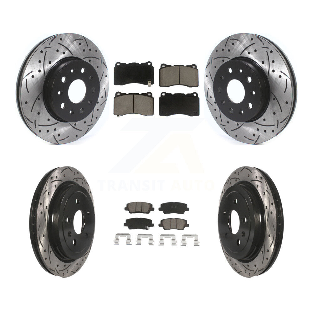 Kit de plaquettes en céramique pour Rotor de frein à disque, fente percée, revêtement avant et arrière, pour Cadillac CT