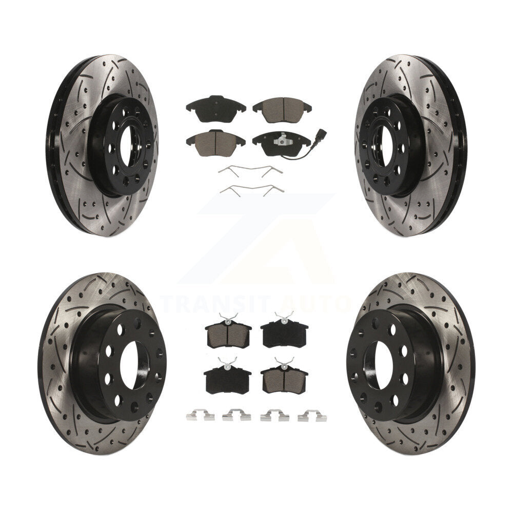 Kit de plaquettes de frein en céramique, Rotors de frein à fente avant et arrière percés pour Volkswagen Jetta Beetl