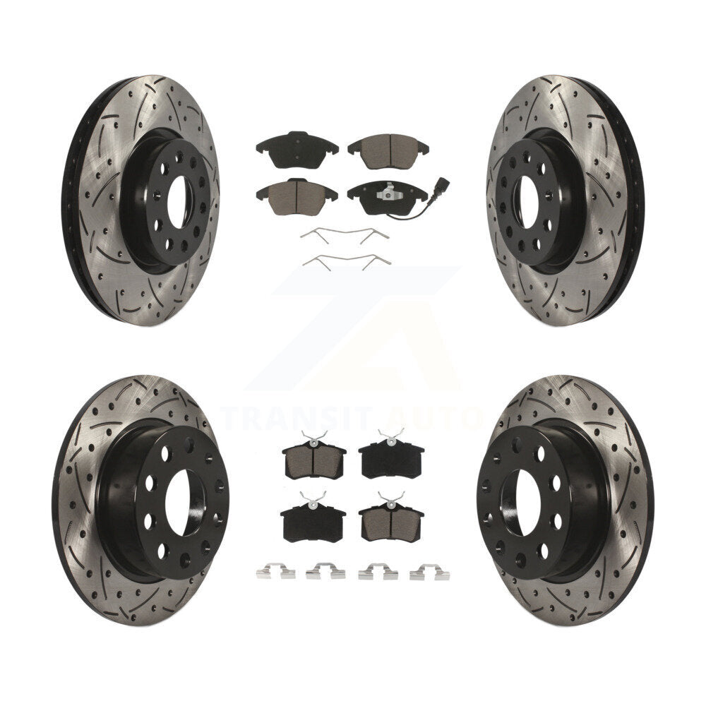 Kit de plaquettes de frein en céramique, Rotors de frein à fente avant et arrière percés pour Volkswagen Jetta Beetl