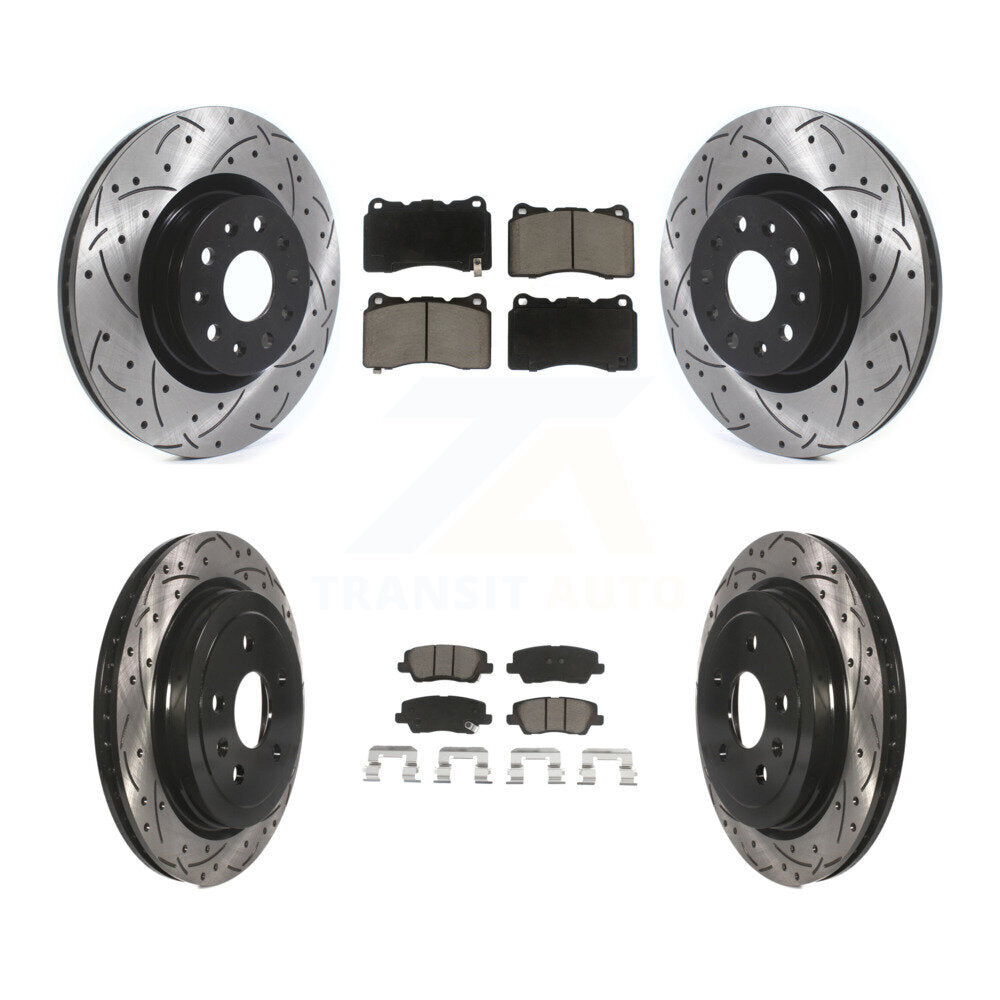Kit de plaquettes en céramique pour Rotor de frein à disque, fente percée, revêtement avant et arrière, pour Cadillac CT