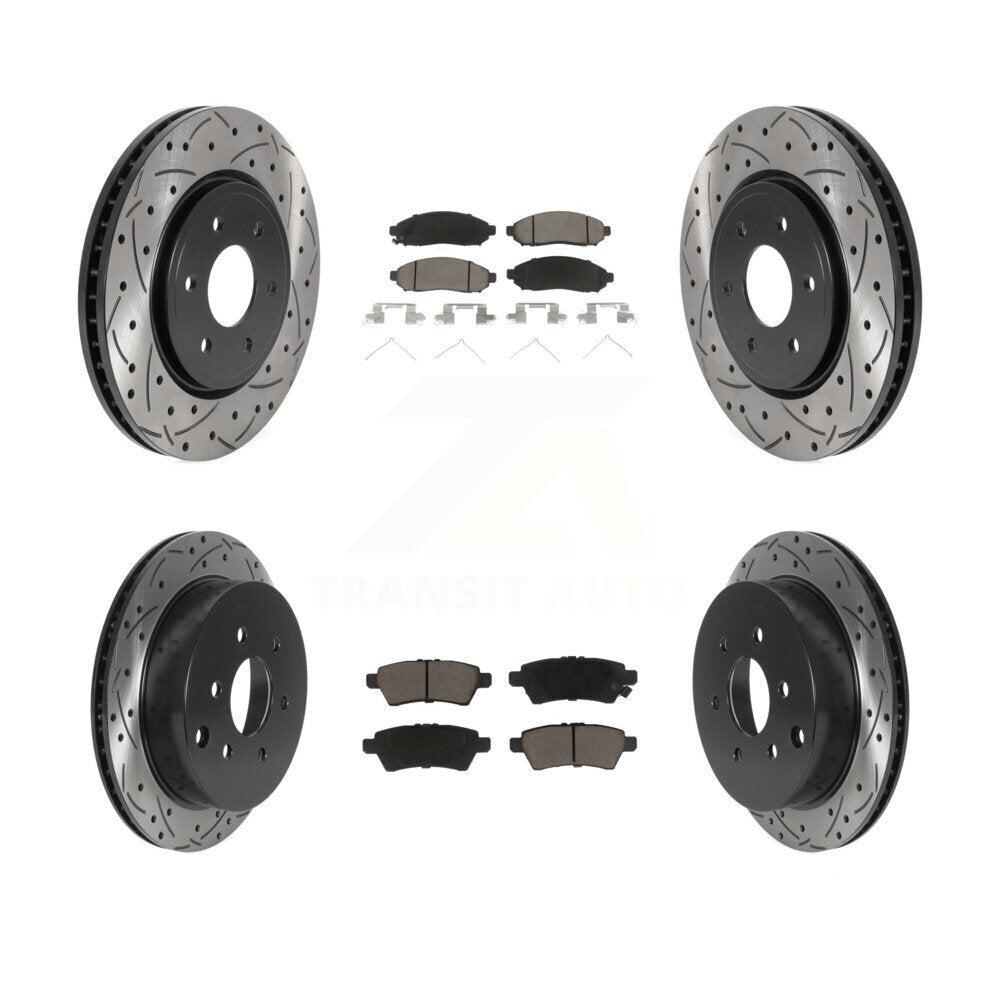 Kit de plaquettes de frein en céramique, rotors de frein à fente avant et arrière percés pour Nissan Xterr 2006 – 2007