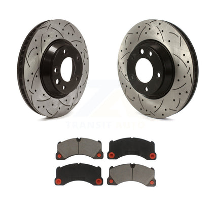 Rotor de frein à disque à fente percée avec revêtement avant et Kit de plaquettes en céramique pour Porsche Cayenn