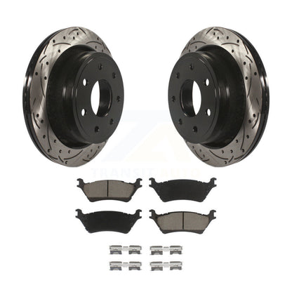 Rotor de frein à fente arrière percé et Kit de plaquettes en céramique pour Ford F-150 avec roue à 7 écrous