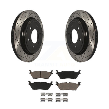 Rotors de frein à disque fendus percés à revêtement arrière et kit de plaquettes en céramique pour Ford F-15