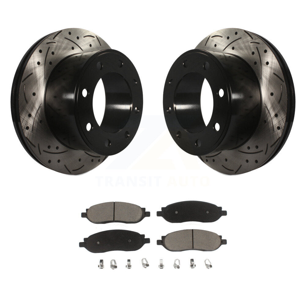 Kit de plaquettes en céramique pour Rotor de frein à disque, fente de perçage arrière, pour Ford F-350 Super Duty F-25