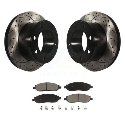 Kit de plaquettes en céramique pour Rotor de frein à disque, fente de perçage arrière, pour Ford F-350 Super Duty F-25
