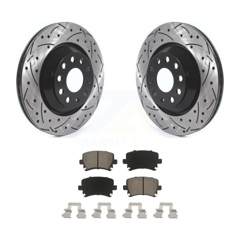 Kit de plaquettes en céramique pour Rotors de frein à fente de forage arrière, pour Volkswagen GTI Passat CC Golf