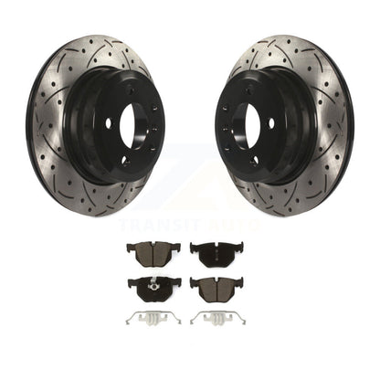 Rotors de frein à disque fendus percés à revêtement arrière et kit de plaquettes en céramique pour BMW X5 X