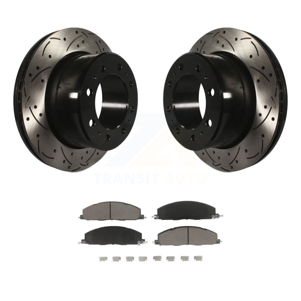 Rotors de frein à disque à fente arrière, Kit de plaquettes en céramique pour Ram 3500 2500 1500 Dodge
