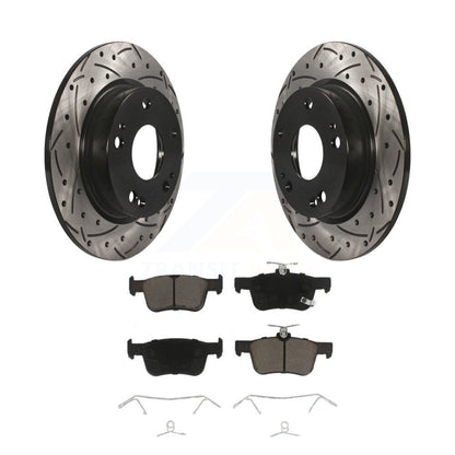 Rotor de frein à disque fendu percé à revêtement arrière et kit de plaquettes en céramique pour Honda Civi