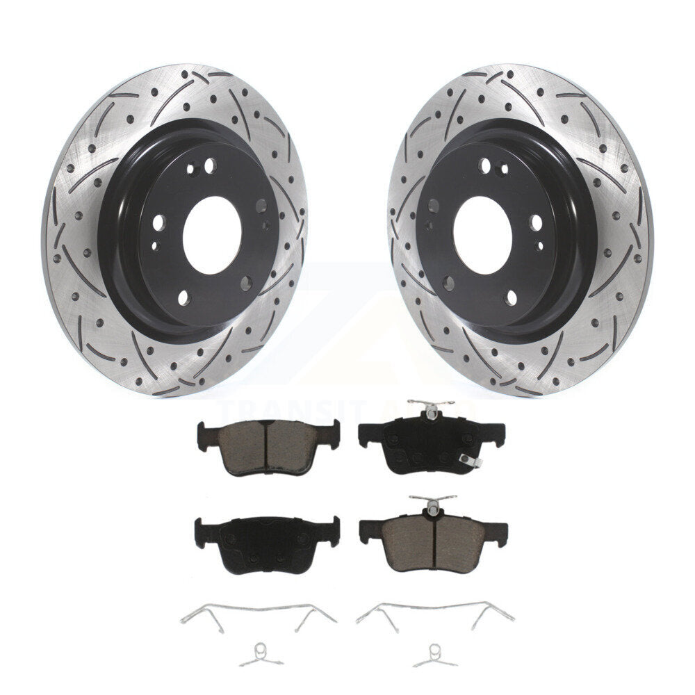 Rotor de frein à disque fendu percé à revêtement arrière et kit de plaquettes en céramique pour Honda Civi