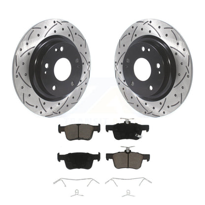 Rotor de frein à disque fendu percé à revêtement arrière et kit de plaquettes en céramique pour Honda Civi
