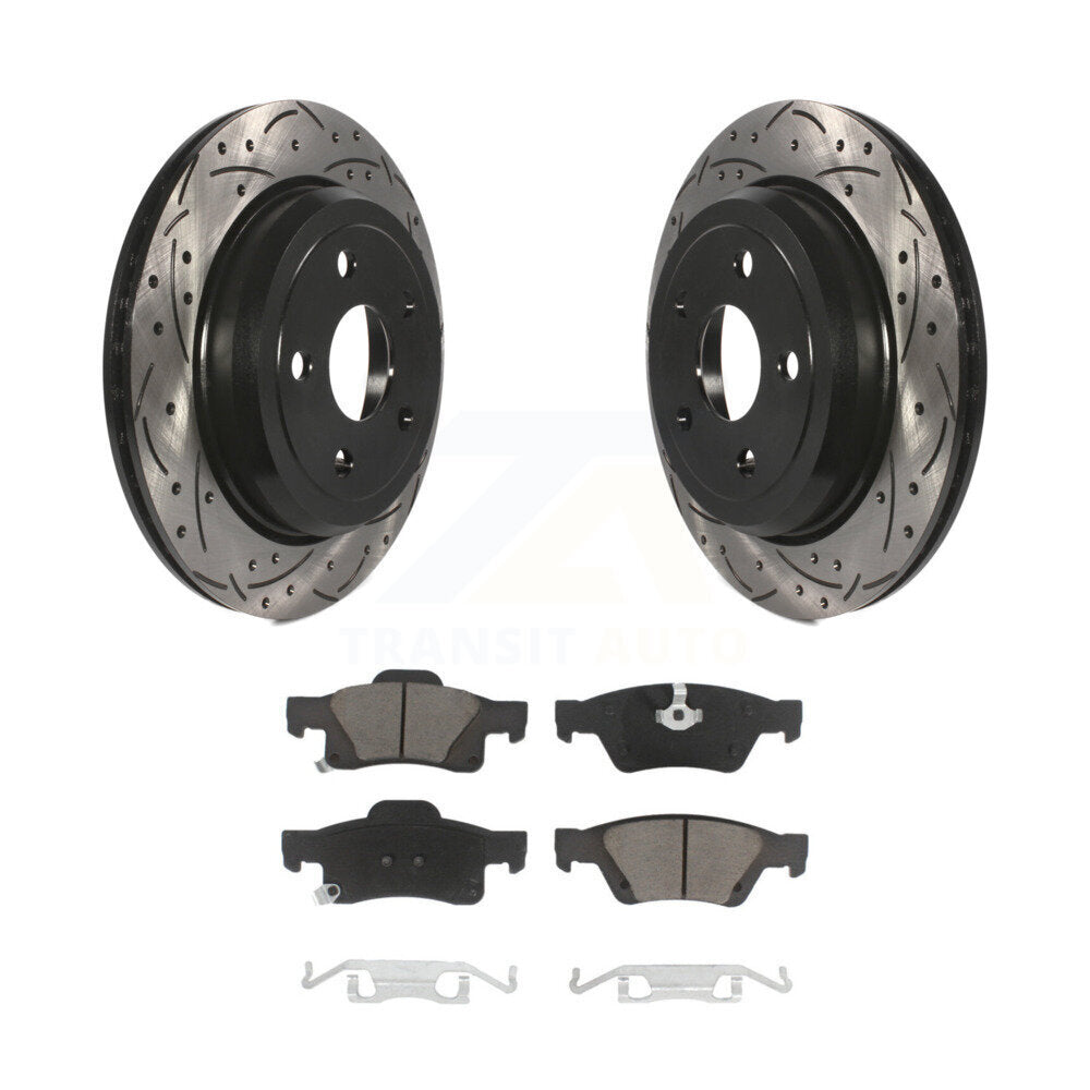 Rotor de frein à fente arrière percé et Kit de plaquettes en céramique pour Jeep Grand Cherokee Dodge W