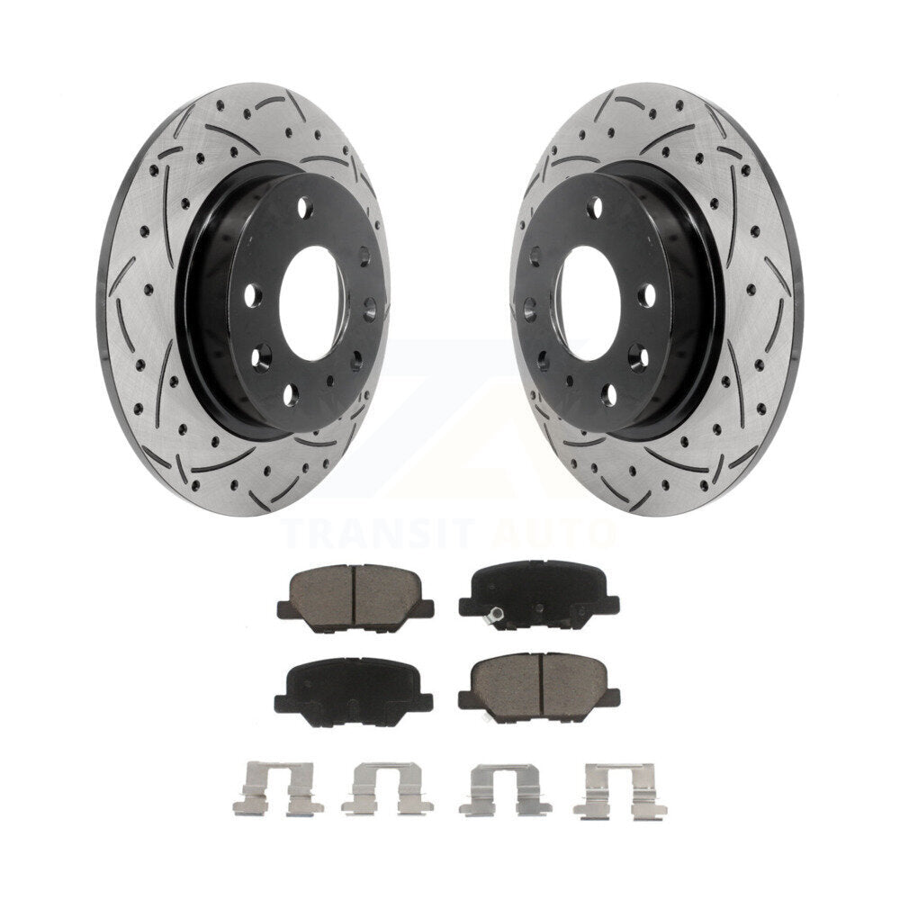 Rotor de frein à disque fendu percé à revêtement arrière et Kit de plaquettes en céramique pour Mazda 3 Spor