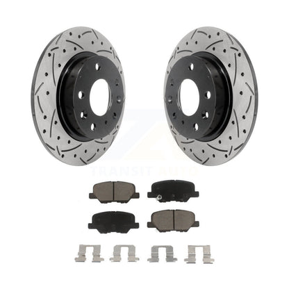 Rotor de frein à disque fendu percé à revêtement arrière et Kit de plaquettes en céramique pour Mazda 3 Spor
