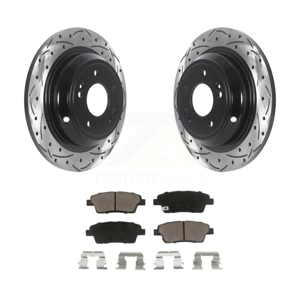 Rotor de frein à fente arrière percé et Kit de plaquettes en céramique pour Hyundai Genesis G80 Kia K90