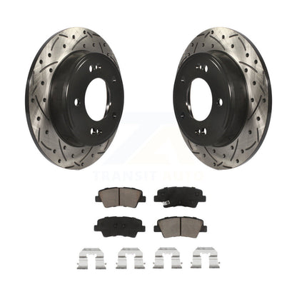 Rotor de frein à fente arrière percé et Kit de plaquettes en céramique pour Hyundai Elantra Kia Forte G