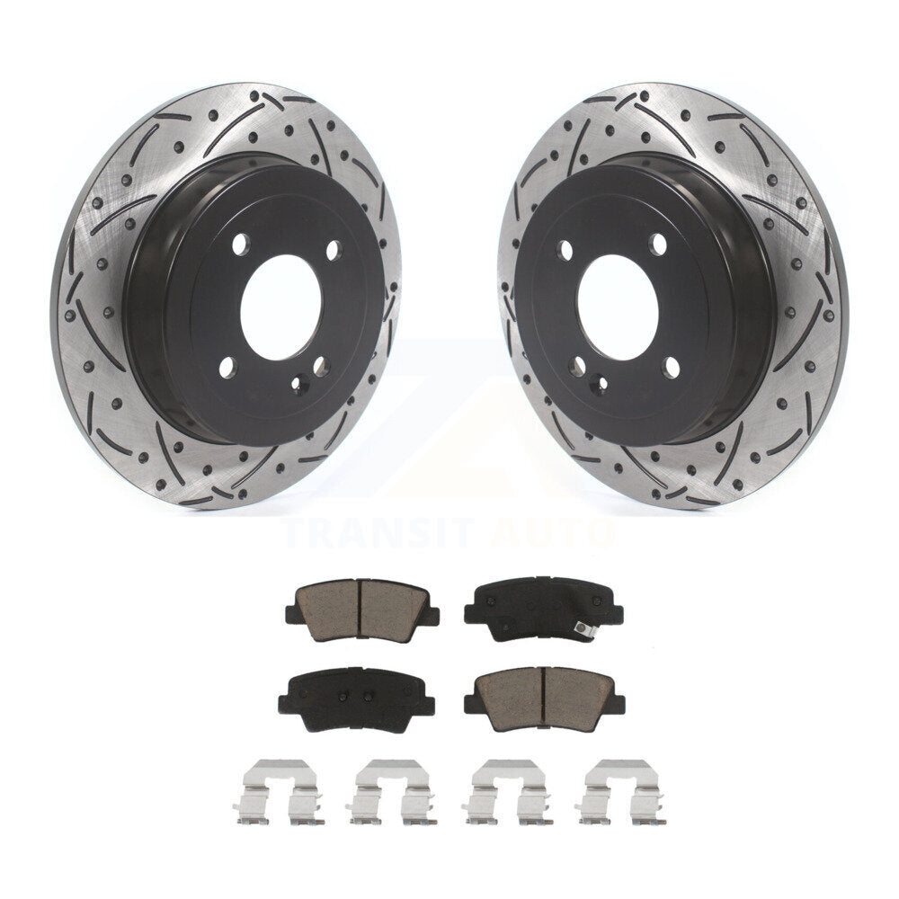 Kit de plaquettes en céramique pour rotors de frein à disque, fente de perçage arrière, pour Hyundai Accen 2011