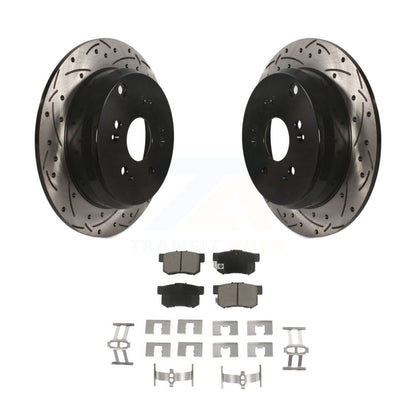 Rotors de frein à disque fendus percés à revêtement arrière et kit de plaquettes en céramique pour Acura RD