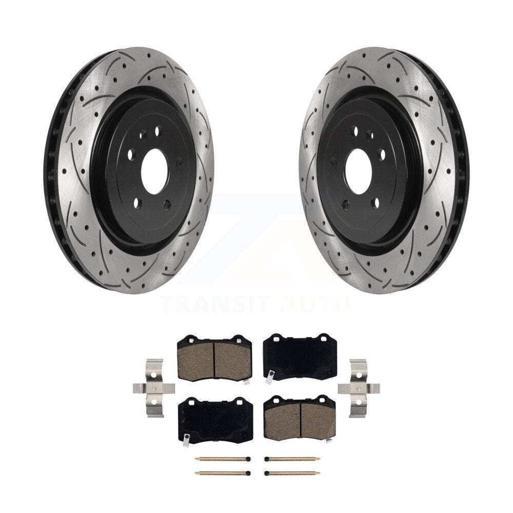 Kit de plaquettes de frein en céramique, Rotors de frein à fente arrière percés pour Chevrolet Camaro Cadillac CT