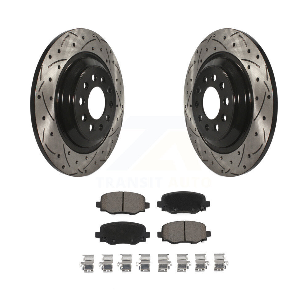 Rotor de frein à disque fendu percé à revêtement arrière et Kit de plaquettes en céramique pour Jeep Cheroke