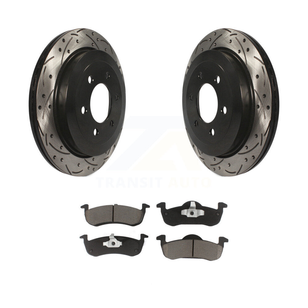 Rotor de frein à disque à fente arrière et Kit de plaquettes en céramique pour Ford Expedition Lincol