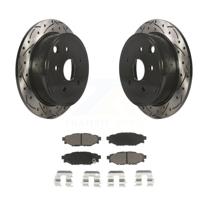 Rotors de frein à disque fendus percés à revêtement arrière et kit de plaquettes en céramique pour Subaru WR