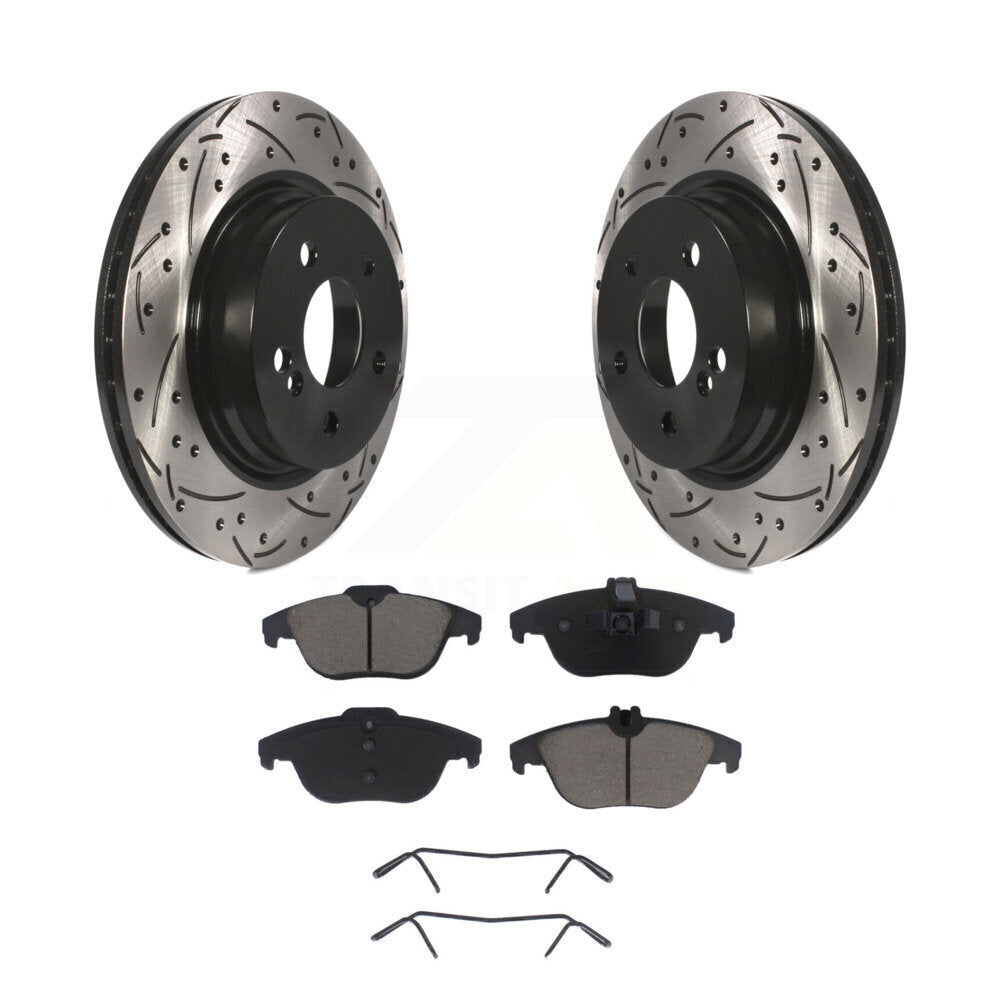 Rotor de frein à fente percée arrière et Kit de plaquettes en céramique pour Mercedes-Benz C300 C350 E35