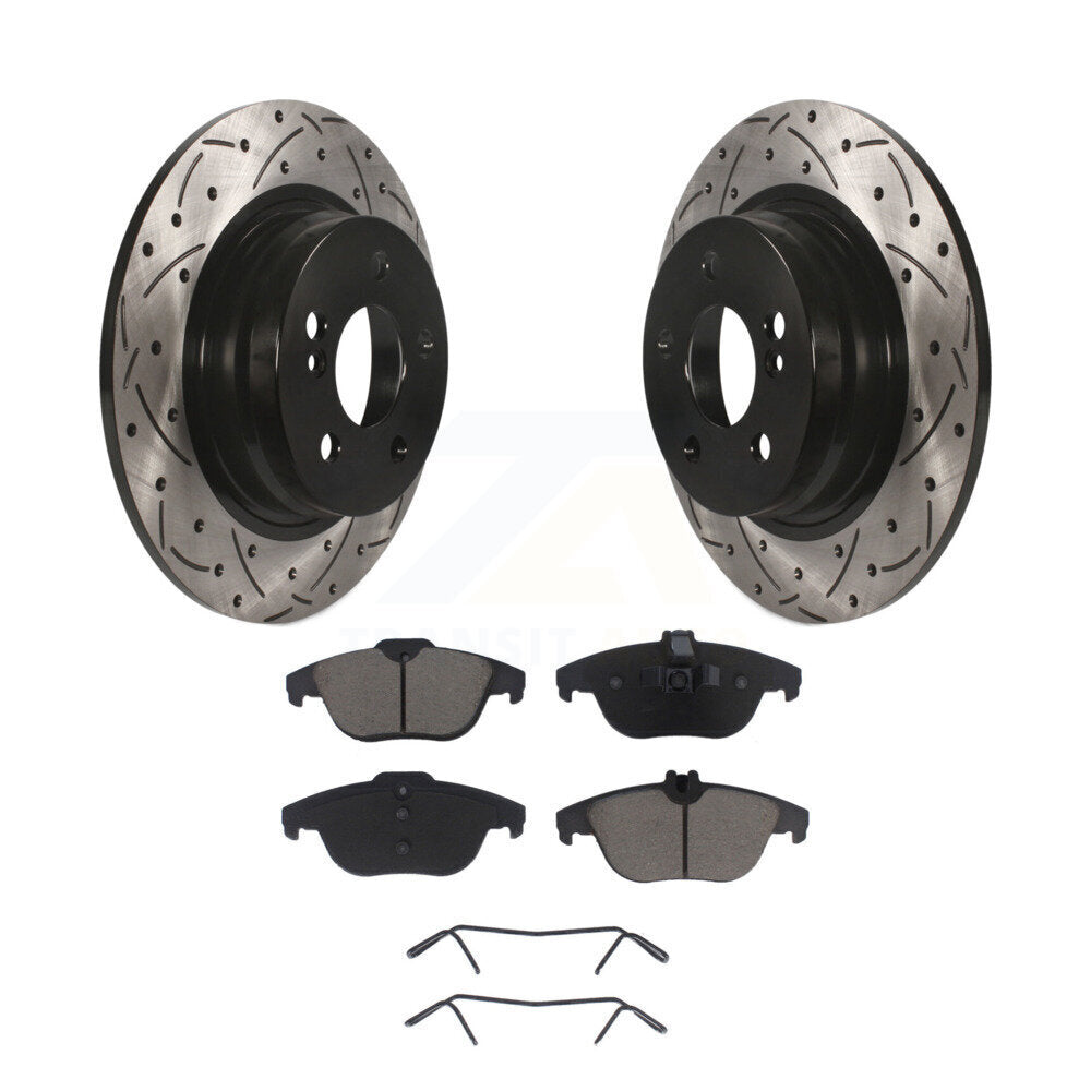 Rotor de frein à fente percée arrière et Kit de plaquettes en céramique pour Mercedes-Benz C300 C250 C23