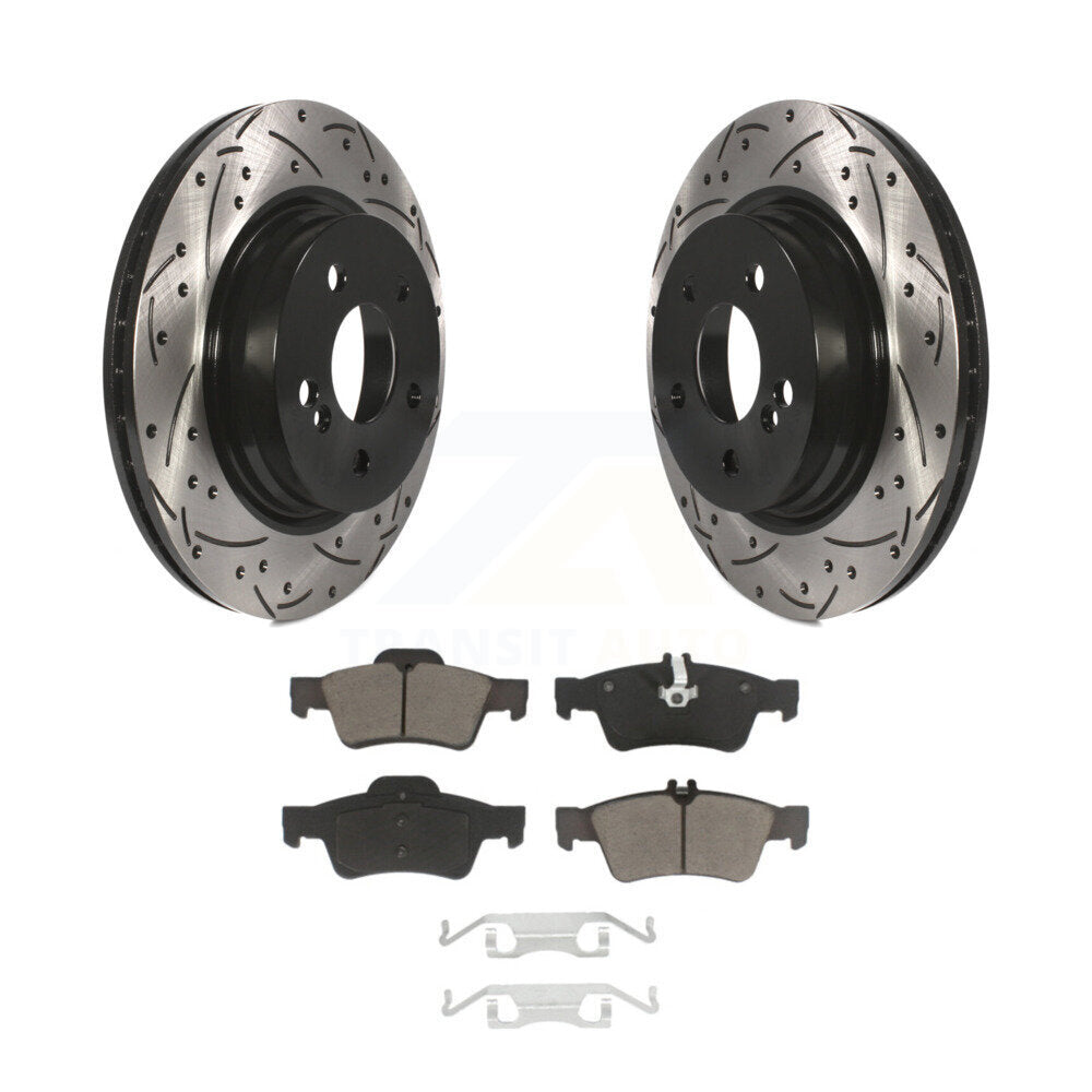 Kit de plaquettes en céramique de Rotor de frein à disque à fente percée à revêtement arrière pour Mercedes-Benz E55