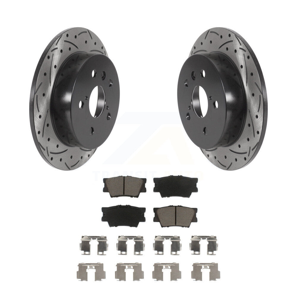 Rotors de frein à disque fendus percés à revêtement arrière et Kit de plaquettes en céramique pour Toyota Camr