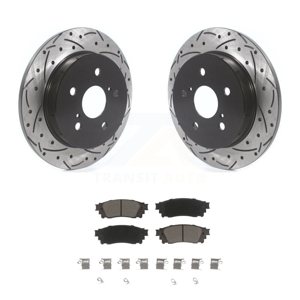 Rotor de frein à fente arrière percé et Kit de plaquettes en céramique pour Toyota RAV4 Camry Lexus C-H