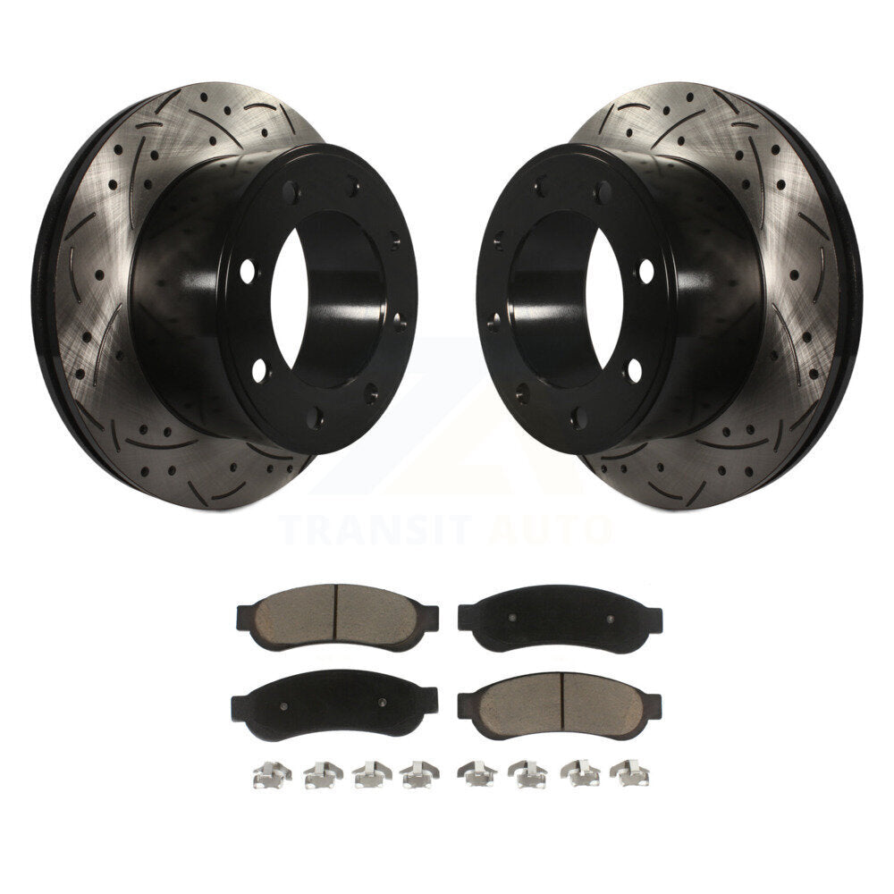 Kit de plaquettes en céramique pour Rotor de frein à disque, fente de perçage arrière, pour Ford F-250 Super Duty F-35