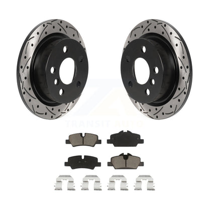 Rotor de frein à disque fendu percé à revêtement arrière et kit de plaquettes en céramique pour Mini Coope