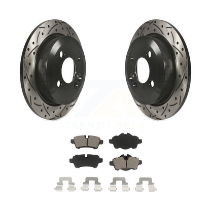 Rotor de frein à disque fendu percé à revêtement arrière et kit de plaquettes en céramique pour Mini Coope