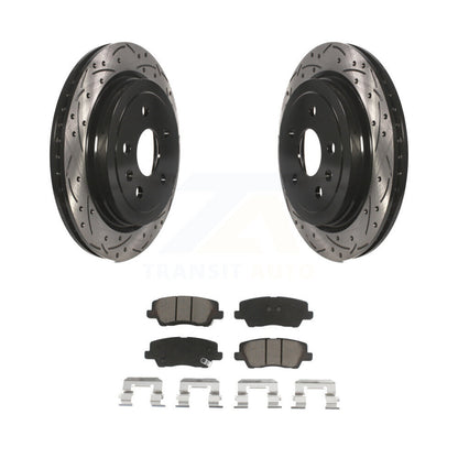 Rotors de frein à disque fendus percés à revêtement arrière et Kit de plaquettes en céramique pour Cadillac CT
