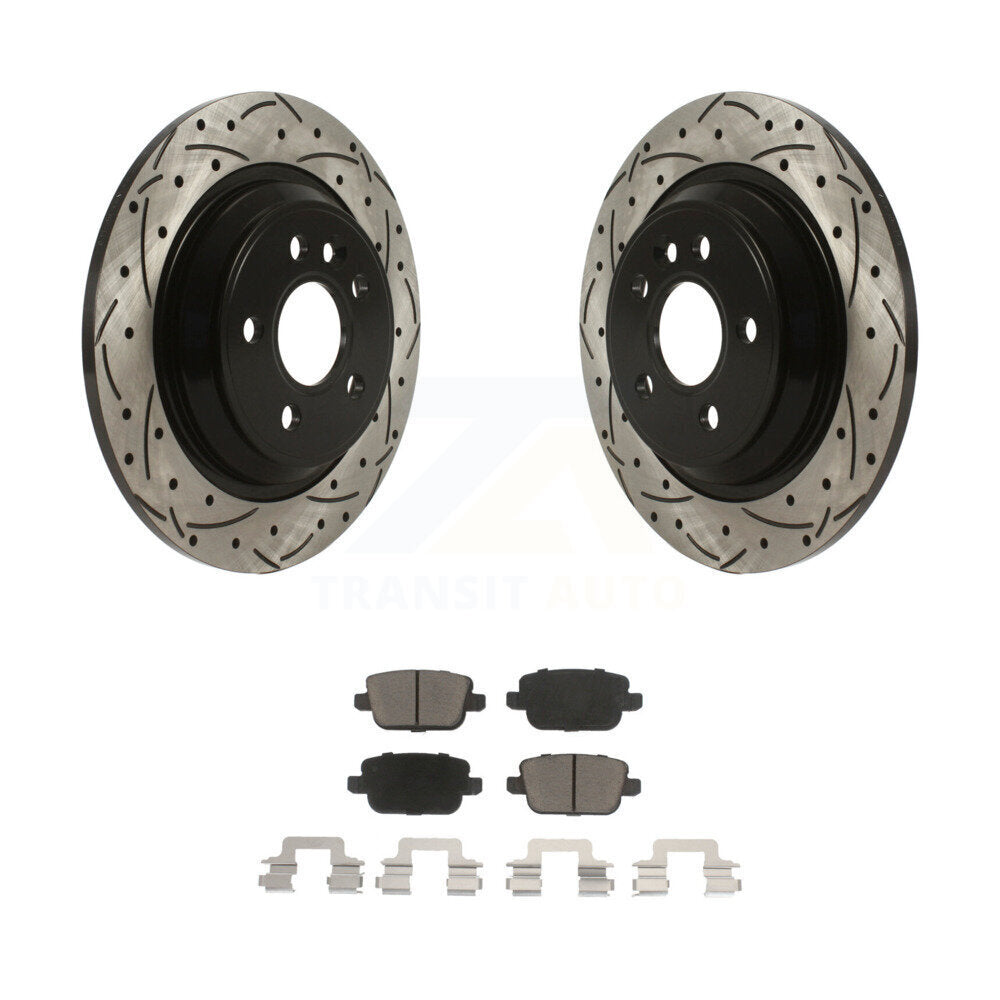 Rotor de frein à disque à fente percée arrière et Kit de plaquettes en céramique pour Volvo S80 FW 2008 – 2011