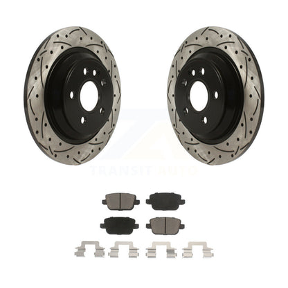 Rotor de frein à disque à fente percée arrière et Kit de plaquettes en céramique pour Volvo S80 FW 2008 – 2011