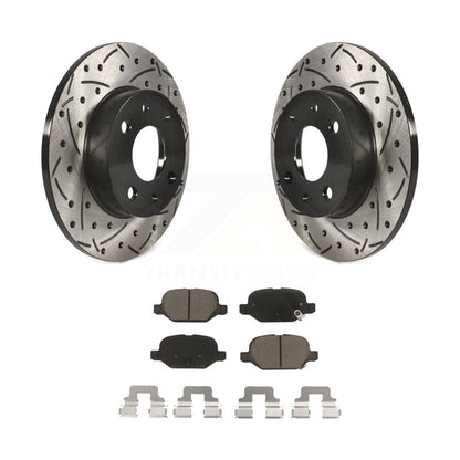 Rotors de frein à disque fendus percés à revêtement arrière et kit de plaquettes en céramique pour Fiat 500