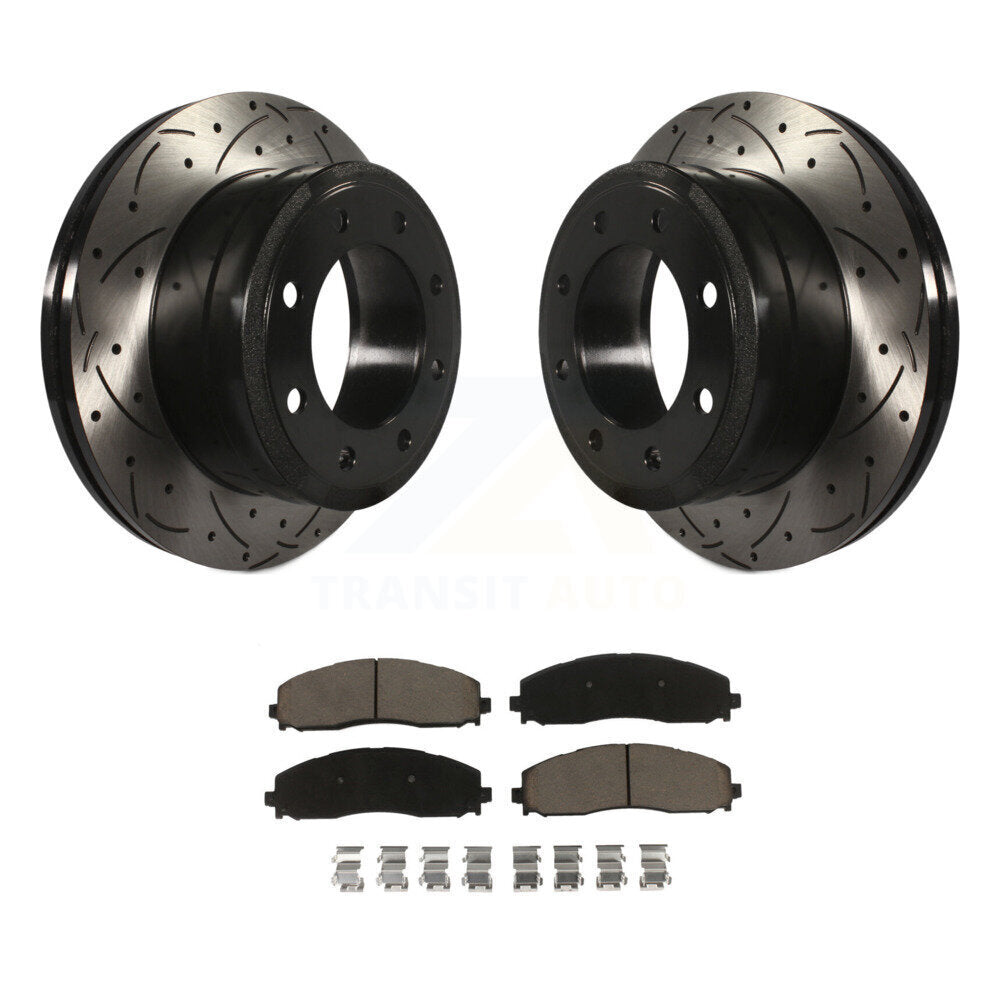 Kit de plaquettes en céramique pour Rotor de frein à disque, fente de perçage arrière, pour Ford F-350 Super Duty F-25