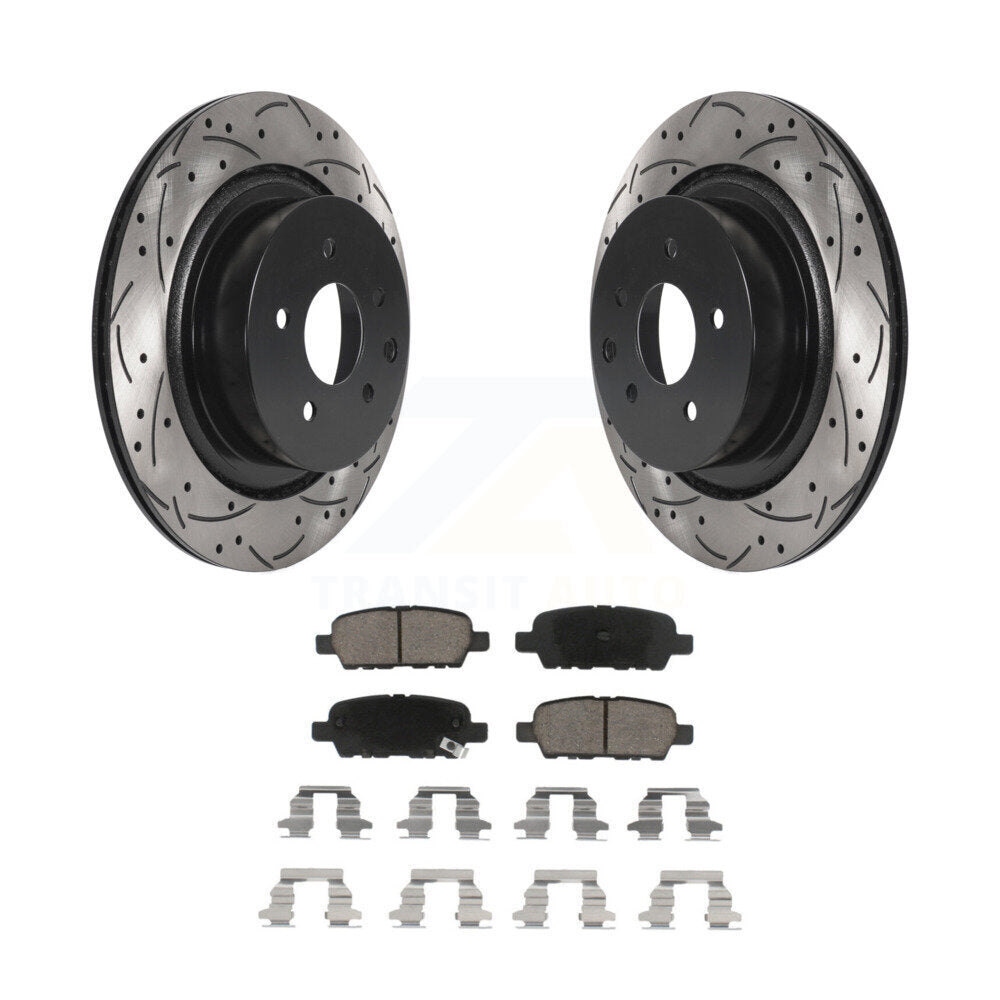 Rotor de frein à disque à fente percée avec revêtement arrière et Kit de plaquettes en céramique pour INFINITI G35 Q6