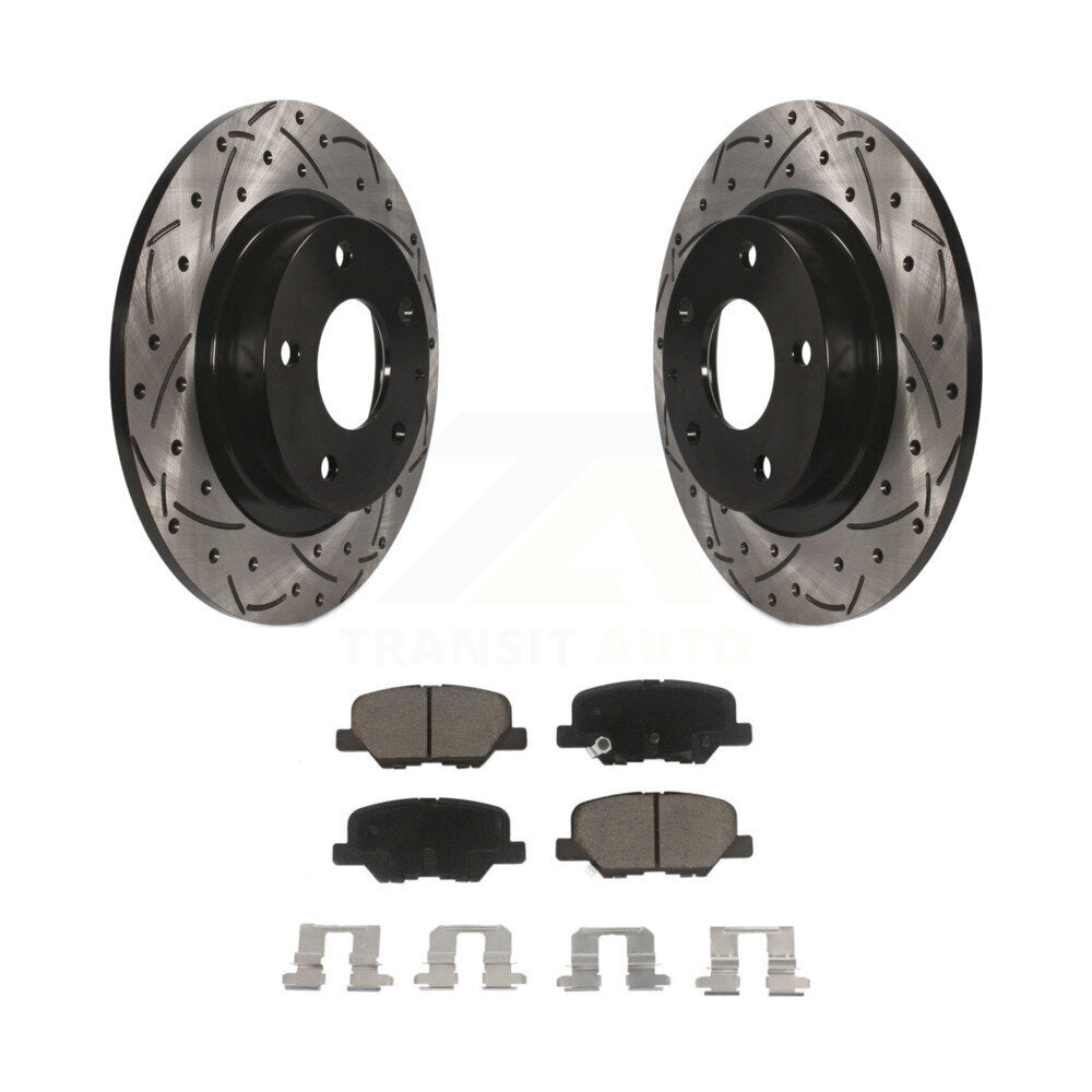 Kit de plaquettes en céramique pour rotors de frein à disque à fente forée à revêtement arrière pour Mazda 2014-2015