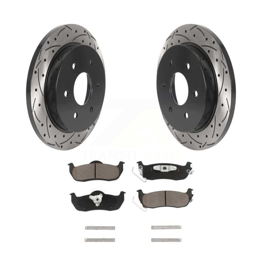Rotor de frein à fente arrière percé et Kit de plaquettes en céramique pour Nissan TITAN Armada INFINIT